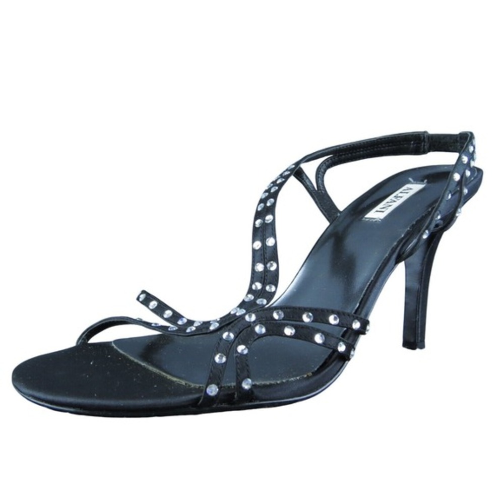 Alfani Amaryllis Women Strappy Sandal Shoes Black Synthetic Size 9.5 Medium‎